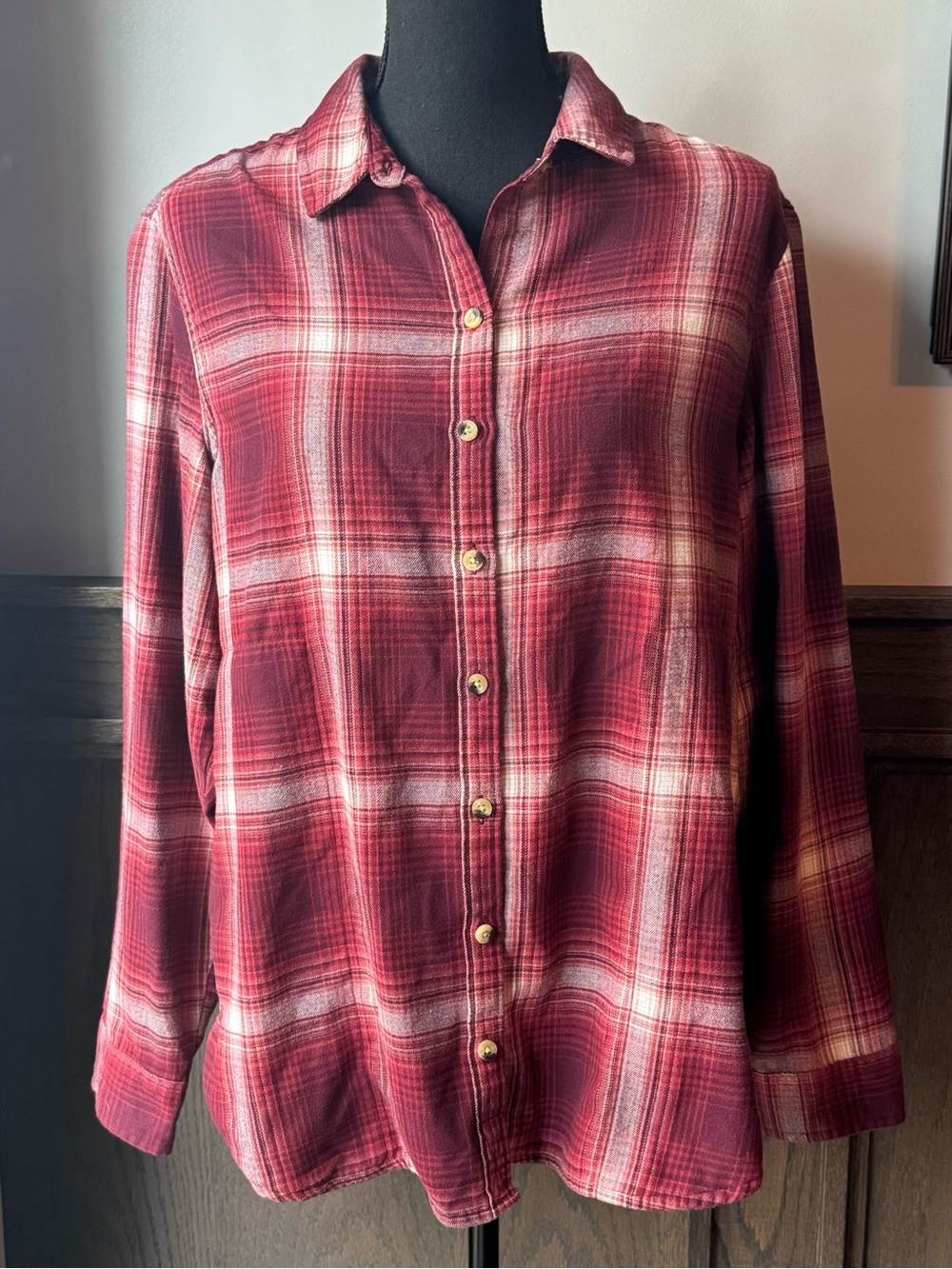 JACHS GIRLFRIEND Red Plaid Flannel medium euc